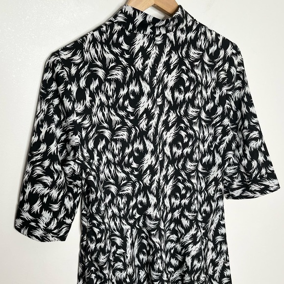 Derek Lam Collection Womens Feather Scarf Neck Dress 38 Black White 3/4 Sleeve - Picture 8 of 10